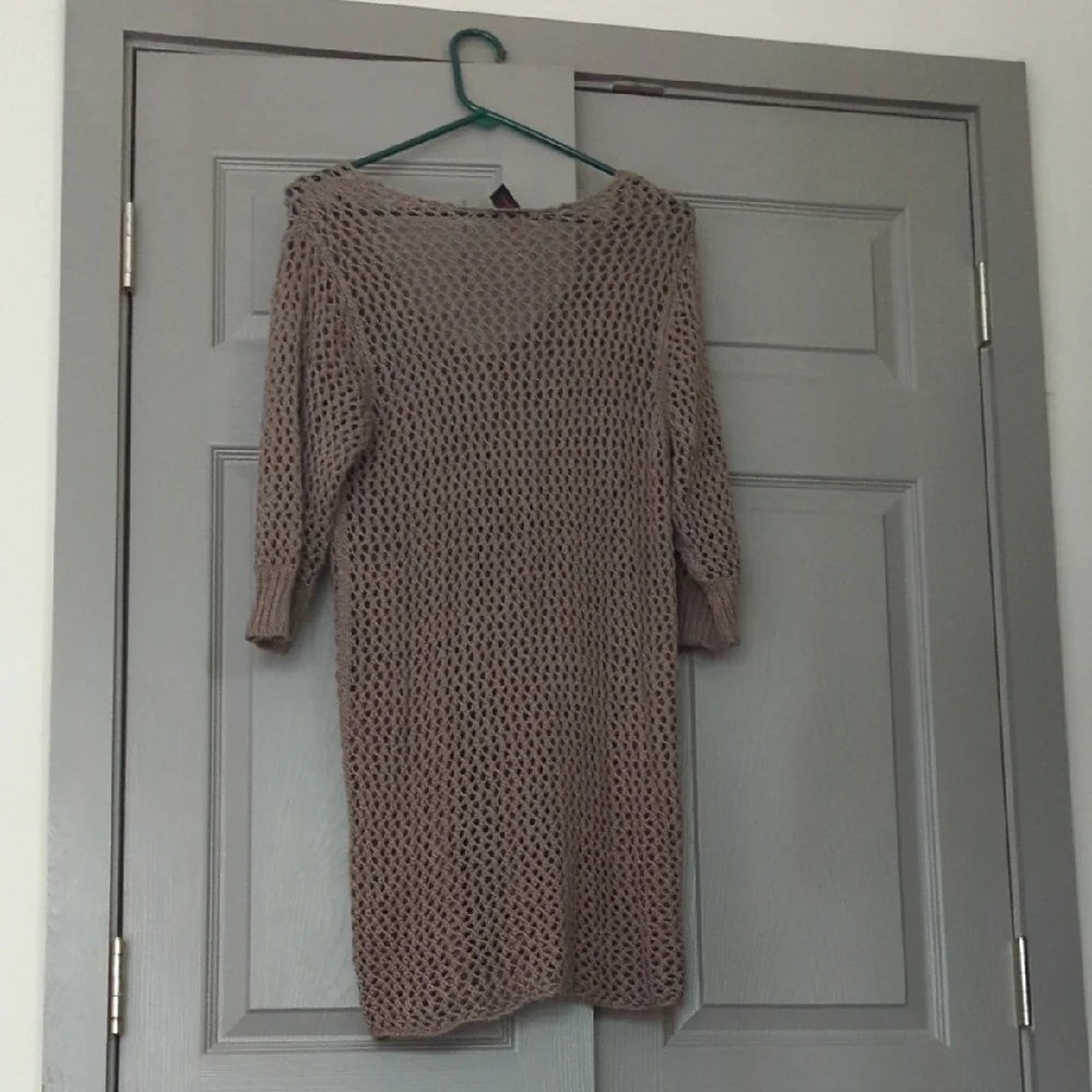 Sacred Threads Tan V-Neck Sweater with Open Knit Design - Picture 3 of 3